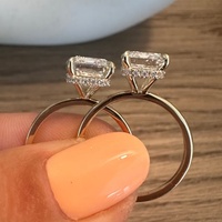 Bague de fiançailles solitaire en diamant de laboratoire taille émeraude 3 carats avec halo caché, or jaune massif 14K/18K, certifiée IGI CVD/HPHT VS2