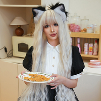 Platine Blonde Perruque 44 Pouces Extra Long Blanc Gris Cosplay Perruque avec Frange Synthétique Lolita Cheveux Perruque, Halloween, Fête, Costume Perruque