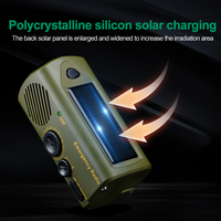 Lampe de poche solaire FM à manivelle énergie 5 diodes LED alarme sonore rechargeable Portable Camping dispositif léger d'urgence