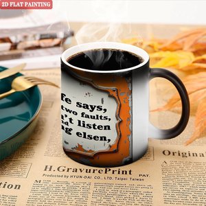 Frosted Black 11oz <b>Ceramic</b> <b>Mug</b> Heat Color Changing Magic Cup For Friend Gathering Party Drinking - Product Image 5