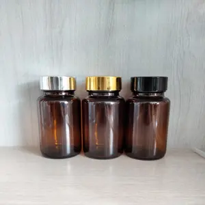 Botol Medis Kaca Amber 100Ml Kapsul Suplemen Makanan Bentuk Botol Kaca untuk Obat