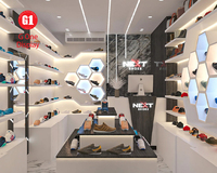 Conception de projet de boutique de chaussures de luxe, présentoir élégant pour chaussures, présentoir pour baskets, présentoir pour chaussures, vitrine