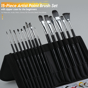 Yihuale Set pittura artista <span class=keywords><strong>pennelli</strong></span> 15 pezzi di Nylon sintetico <span class=keywords><strong>per</strong></span> capelli ad olio acquerello acrilico con borsa in <span class=keywords><strong>tela</strong></span> - Product Image 4
