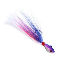 Umpan Pancing Bucktail Jig, Jig Rambut Putih dengan Mata Ikan 3D, Kail Tajam untuk Memancing Ikan Striper dan Flounder di Air Asin