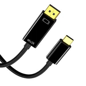 Alta resolución Hdtv chapado en oro macho a macho tipo C a Dp Cable Usb C a Displayport 1,4 8K @ 60Hz Usb 3,1 tipo C a Dp Cable