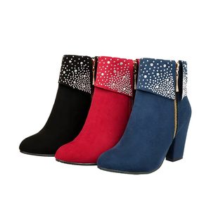 Botines de Moda para Otoño, Botas Formales de Lona con Punta y Estampado de Leopardo, Botines de Tacón Grueso para Mujer - Product Image 1