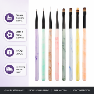 Stylo à ongles en acrylique coloré, 8 styles, pinceau liner en nylon pour dessin au gel UV, manucure DIY en salon - Product Image 1