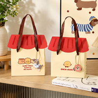 Boîte cadeau en carton en forme de maison de dessin animé mignonne pour biscuits, pâtisseries, anniversaires, fêtes, emballage portable, vente en gros