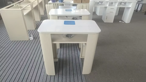 Juego de Mesa y Silla de Manicura de Mármol Nórdico Moderno, con Enchufe Integrado para Aspiradora, Duradero y Ecológico, para Sala de Estar - Product Image 2