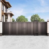 Porte coulissante électrique en alliage d'aluminium, design chinois minimaliste, résistante à l'eau, pour cour, villa, double porte, extérieur, jardin