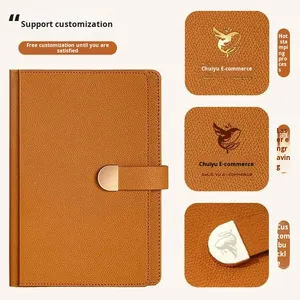 Taccuino in morbida pelle con stampa logo personalizzata, formato A5, set regalo per ufficio. - Product Image 4