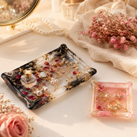 Moule en silicone carré pour la coulée de résine, plateau de rangement irrégulier pour bijoux, moule en époxy avec motif de fleurs séchées, outils de bricolage