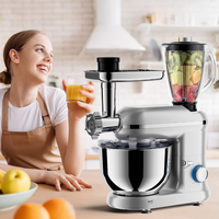 Robot culinaire multifonction 5-en-1 de 5,5 L avec bol mélangeur en acier inoxydable, pétrin et batteur à pâte pour le marché international