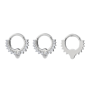 Anelli per il Naso in Titanio F136 Stile Vintage con Zirconi a Cuore e Quadrati, Piercing per il Naso con Fissaggio a Vite, Gioielli in Argento e Oro - Product Image 5