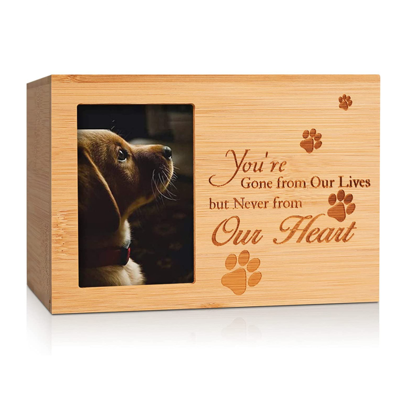 Photo Frame Funeral Cremation Pet Urns Bamboo Wood Keepsake Memorial Urns Urn for Dogs,Cats