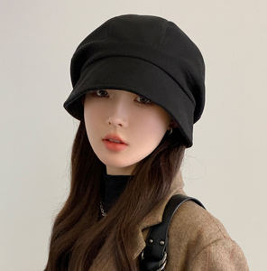 Temperament All Wear Sombrero de moda Cabeza grande Sombrero redondo Color sólido Gorra granate Tipos de letras de <span class=keywords><strong>boinas</strong></span> Hombres - Product Image 3