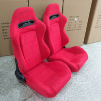 Sièges de voiture de course JBR1035red en daim noir universel et cuir PVC rouge, avec réglage simple et double rail