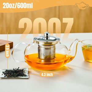 Tetera de Vidrio de Borosilicato Transparente, Ecológica, Apta para Lavavajillas, con Infusor Moderno, para Beber Té, 400-1000 ml, para el Hogar - Product Image 2