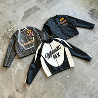 Veste zippée camouflage avec logo personnalisé brodé, manches en cuir PU, style moto, streetwear vintage pour hommes