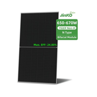 Panel Surya Jinko Solar Tiger Neo III 650W 655W 665W 670W Tipe N TOPCon Kaca Ganda Bifasial JKM650-670N-66QL6-BDV 1500VDC