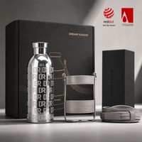 Ensemble cadeau de bouteille d'eau portable en acier inoxydable de qualité supérieure avec sangle de transport en cuir, logo personnalisé, monogramme, gourde de voyage