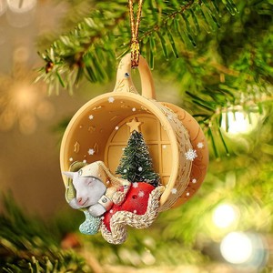 YUYANG Christmas Tree Decoration Dachshund Hanging Ornament <b>Acrylic</b> Car Rearview <b>Mirror</b> Decorative Pendant Christmas Ornaments - Product Image 3