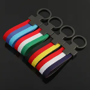 High Quality 3 Colors Flag Design Metal Zinc Alloy Nylon Key Chain Key Ring In Stock