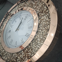 Vente directe du fabricant, nouvelles horloges décoratives de luxe de luxe suspendues en verre doré et diamant cassé