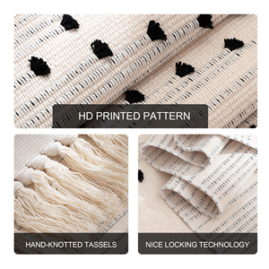 RichesBase OEM all'ingrosso decorazione per la casa superficie lavabile grande tappeto nero bianco moderno con nappe annodate a mano per soggiorno - Product Image 2