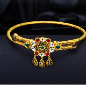 Traditional gold bangle <b>bracelet</b> with colorful stones antique design elegant ethnic jewelry for women festive wear - Product Image 3