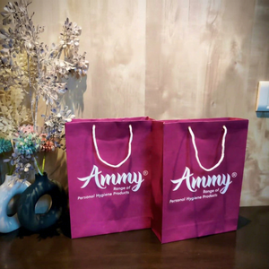 Custom Printed Luxury Magenta Kraft <b>Paper</b> Shopping Bags with White Rope Handles for Retail Gift Cosmetic Garment Personal Care - Product Image 1