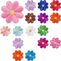 30 pièces de patchs brodés en coton thermocollants, motifs marguerites colorées, pour appliques DIY à coudre sur vêtements, vestes, jeans, pantalons, robes
