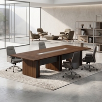 Table de conférence contemporaine en forme de bateau de 3,2 m, grand bureau de salle de réunion, mobilier de salle de conseil en stratifié imitation bois