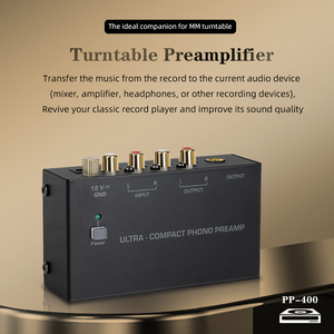 Preamplificador <span class=keywords><strong>de</strong></span> Phono Estéreo <span class=keywords><strong>de</strong></span> <span class=keywords><strong>4</strong></span> <span class=keywords><strong>Canales</strong></span> Ultra Compacto PP400, <span class=keywords><strong>Amplificador</strong></span> <span class=keywords><strong>para</strong></span> el Hogar con Interruptor <span class=keywords><strong>de</strong></span> Encendido, Construcción Metálica, Color Negro - Product Image 2
