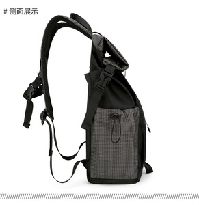 Sac à dos unisexe personnalisé à enroulement, sac à dos pour ordinateur portable noir à enroulement, sac à dos de voyage imperméable à enroulement, sac à dos scolaire pour adolescents - Product Image 4