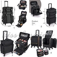 Valise de maquillage professionnelle à roulettes, souple, écologique, grande capacité, pour coiffeur, artiste, salon, voyage