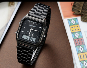 Reloj de Pareja SANDA 747 Cuadrado de Cuarzo Digital, Estilo Ejecutivo, Cristal Resistente al Agua, Correa de Acero Inoxidable, Casual y Moderno - Product Image 4