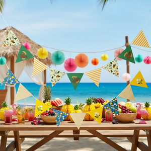 Guirnalda <span class=keywords><strong>de</strong></span> Banderines Triangulares con Diseño <span class=keywords><strong>de</strong></span> Flamencos, Decoración para Fiestas Hawaianas, Luau, Playa, Vacaciones <span class=keywords><strong>de</strong></span> Verano - Product Image 6