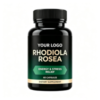 Capsules d'extrait de racine de Rhodiola Rosea naturelles en marque privée, complément alimentaire à base de plantes, fabrication OEM ODM personnalisée, capsules de Rhodiola Rosea