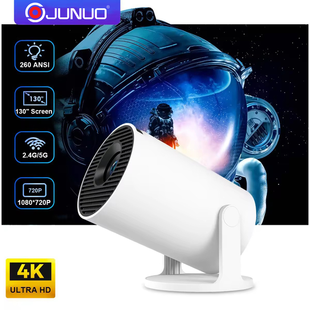 JUNUO Projector 8k Android Smart Wifi Portable Projector 5G LCD Home Theater Support 8K Android14 Projector Screen