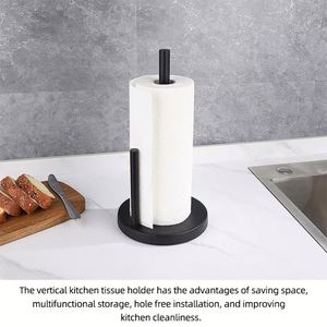 Support de Rouleau d'Essuie-Tout de Cuisine 2026 Noir en Acier Inoxydable Premium avec Base Lestée pour Comptoir - Product Image 6
