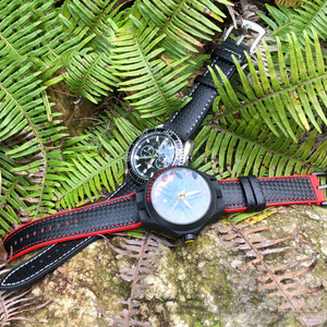 High Grade Carbon Fiber Hybrid Watch Straps Genuine Leather+Waterproof Fkm Rubber Strap Wholesale Custom 18/20/22/24mm - Product Image 3