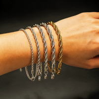 Vente en gros de bracelets chaîne corde et chaînes de cheville en acier inoxydable 3/4/5/6MM pour femmes et hommes, bijoux fins tendance, résistants à la rouille et adaptés à la natation