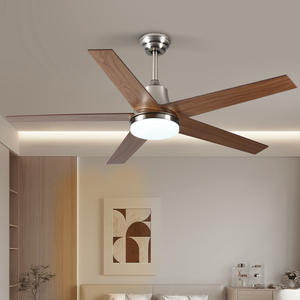 Ventilateur de plafond moderne noir mat de 52 pouces avec lumière LED, intérieur/extérieur, télécommande, moteur CC réversible pour patios/fermes - Product Image 3