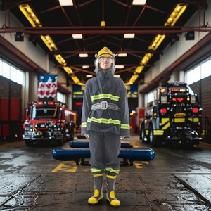 ชุดดับเพลิงสะท้อนแสงคุณภาพสูง สีน้ำเงินเขียว มีหลายชั้น ผลิตจากวัสดุคุณภาพดี - Product Image 1