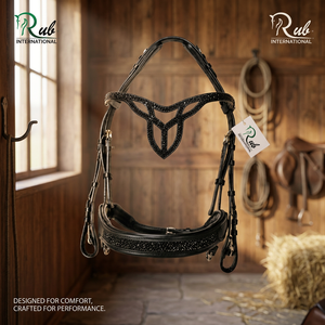 Bridon d'équitation confortable en cuir rouge et noir, souple et portable, design indien pour l'équitation d'endurance - Product Image 3