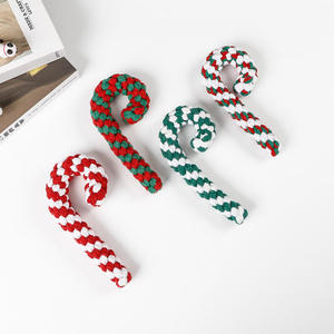 Noel kamışı şekli köpek pamuk halat oyuncak Pet eğitim taşlama diş temizleme isırmaya dayanıklı düğüm halat interaktif köpek oyuncak - Product Image 1