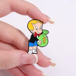 Cartoon Richie Rich Cartoon Enamel Pins Money Bag Cute Brooch Lapel Pin Accessories Badge On Backpack Clothes Wholesale Pin Gift