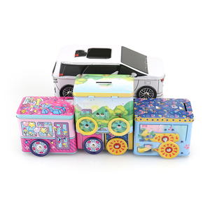 Dekorative, Maßgefertigte, Niedliche, Süße, Kleine, Schlichte, Rechteckige Blechdose mit Scharnier im Auto-Design als Spardose oder Keksverpackung für Kinder - Product Image 4