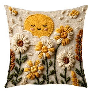 Nueva funda de cojín con bordado de girasoles, almohada para sofá, cojín decorativo fresco y bonito para ventana o cabecera de cama - Product Image 5
